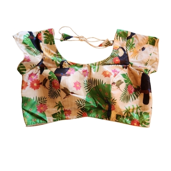 Handmade Tropical Birds Cropped Bustier - Picture 1 of 11